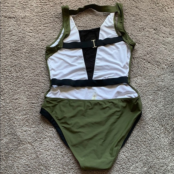 Olive green one piece bathing suit - Picture 2 of 3
